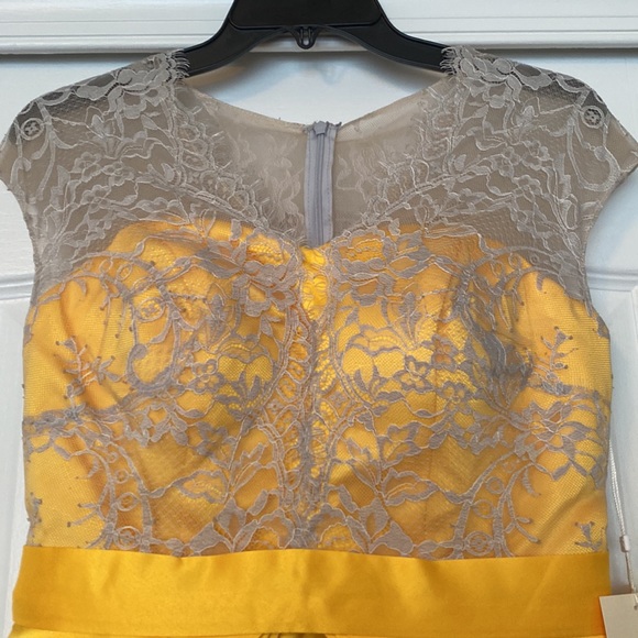 NEW formal yellow dress with lace bodice at top - Picture 2 of 6